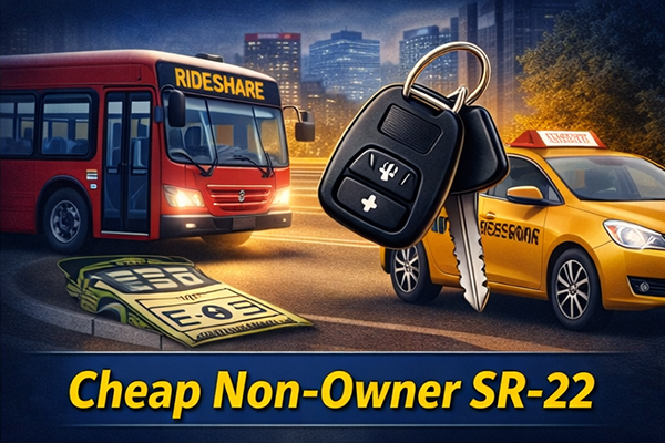 Comparison chart of the cheapest SR-22 insurance companies with sample pricing