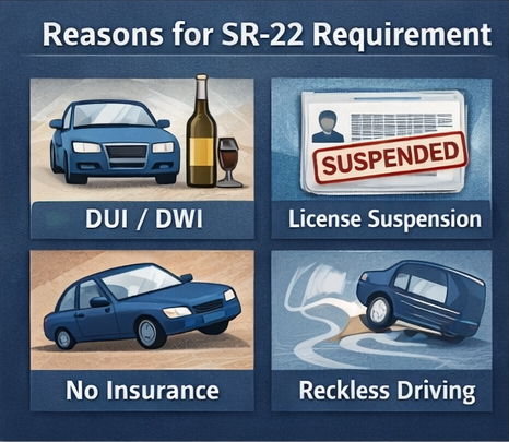Steps showing how SR-22 insurance is filed with the state