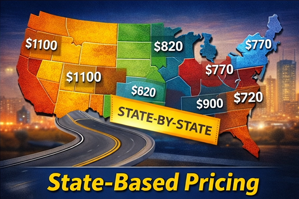 SR-22 insurance cost comparison map by state