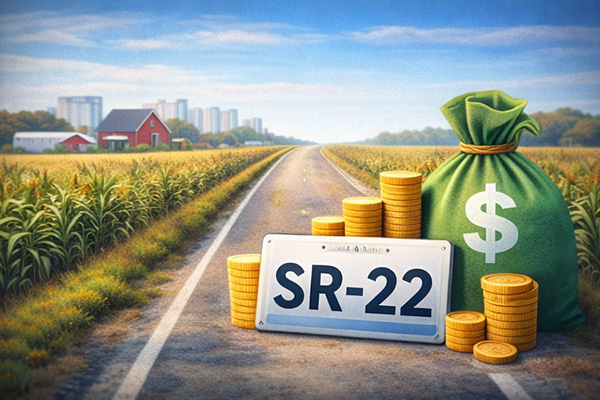 Cheapest SR-22 insurance by state highlighted across low-cost regions