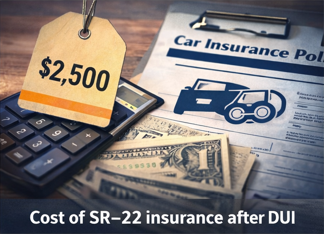 Cost of SR-22 insurance after DUI with increased premiums