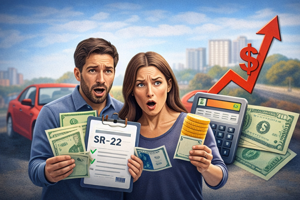 How much SR-22 insurance costs in each state illustrated with financial and driving elements