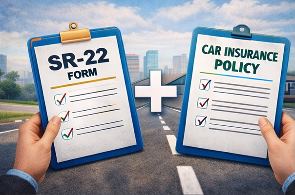 How SR-22 filing works with car insurance shown through insurer submission to the DMV