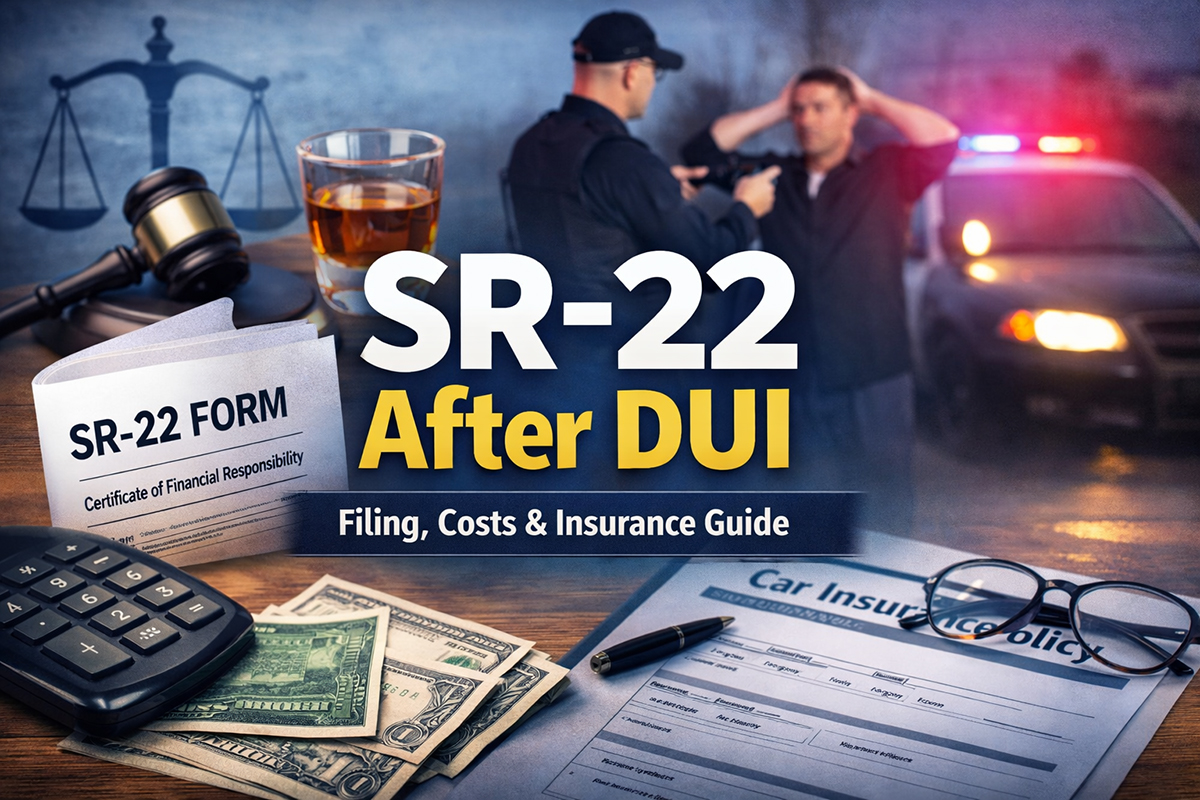 SR-22 insurance after DUI conviction guide including filing requirements, costs, and insurance options
