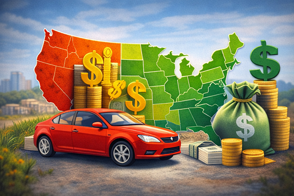 SR-22 insurance cost differences between states illustrated through side-by-side comparison