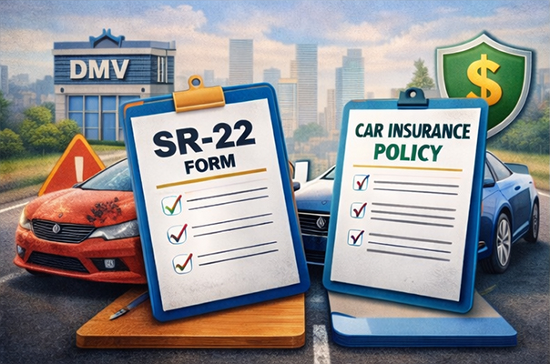 SR-22 insurance requirements compared to car insurance with DMV oversight and insured vehicles