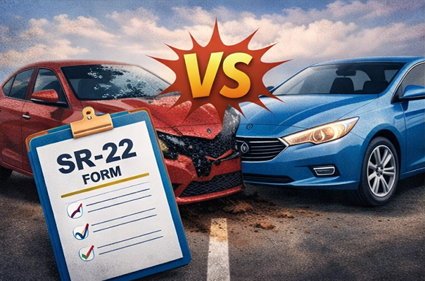 SR-22 insurance vs standard auto insurance comparison using filing forms and insured vehicles