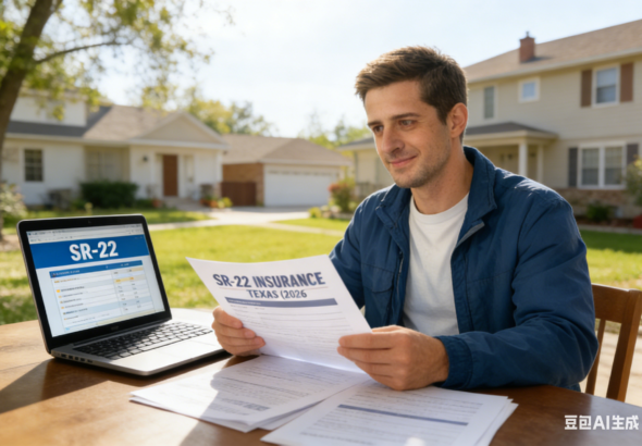 Illinois driver reviewing SR-22 insurance paperwork at home