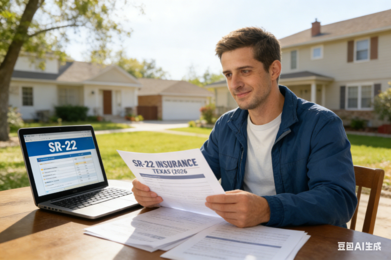 Illinois driver reviewing SR-22 insurance paperwork at home