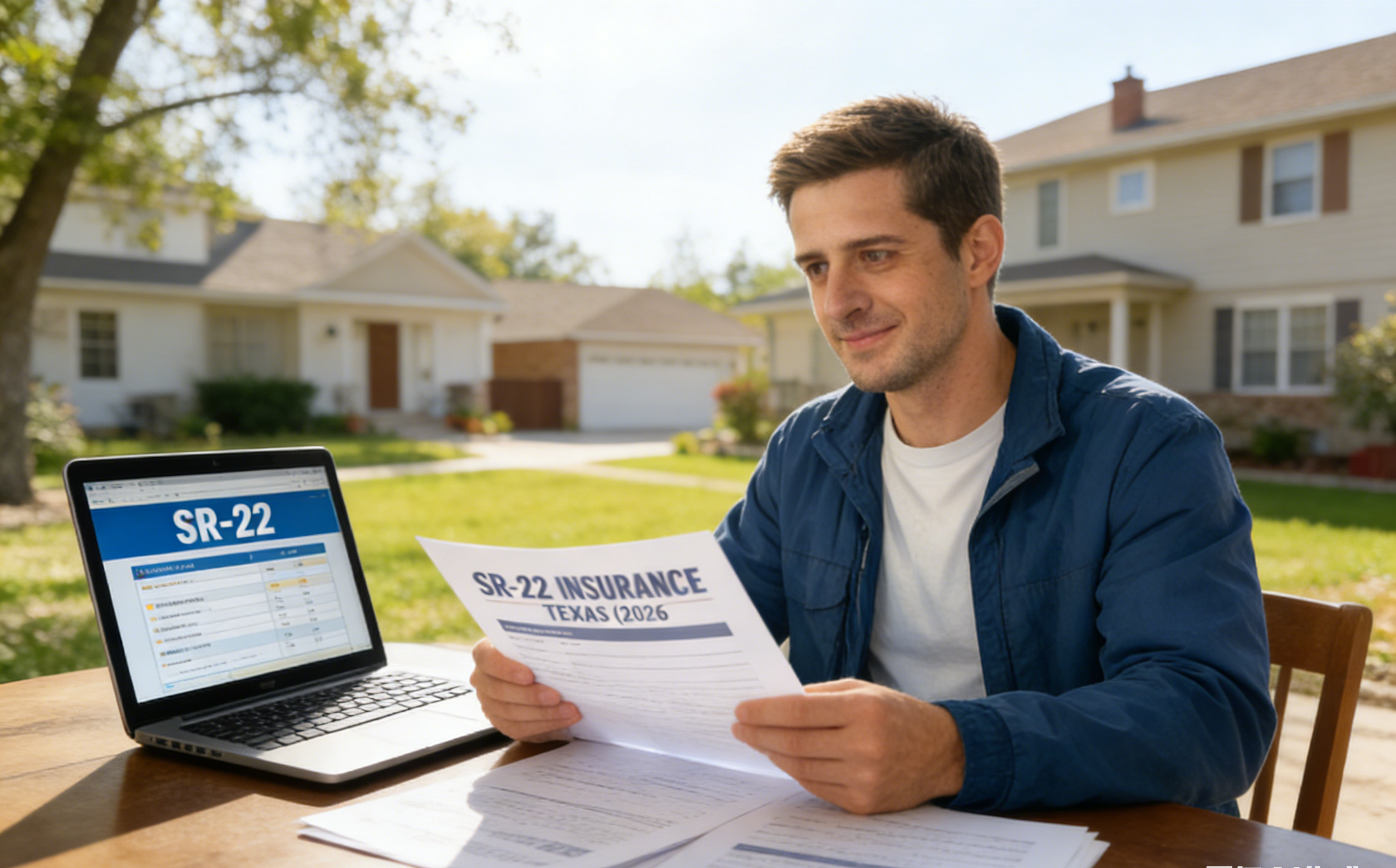 Illinois driver reviewing SR-22 insurance paperwork at home